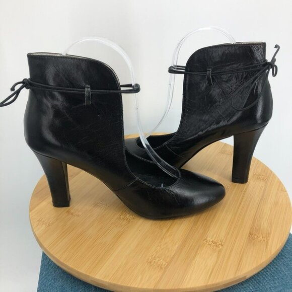 Friis and Company Black leather round toe tie front heels size 6.5 (EU 37) - Picture 12 of 14